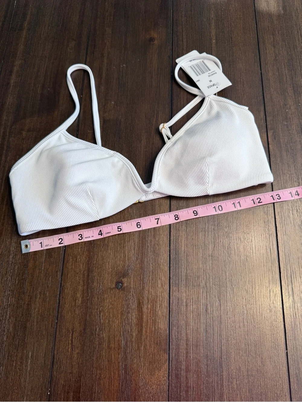 L*Space Helena Bikini Top White Ribbed U-Wire Swim Top M NWT $99